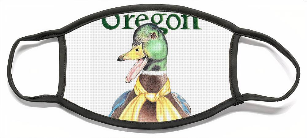Oregon Face Mask featuring the drawing Oregon Duck by Karrie J Butler