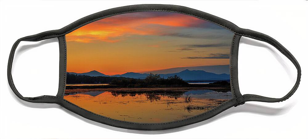Nature Face Mask featuring the photograph Ossipee Lake, New Hampshire Sunset by John Rowe