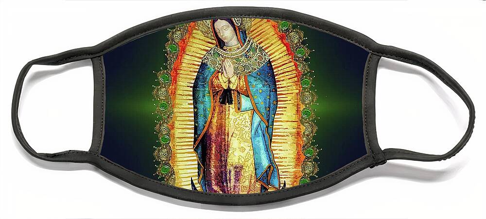 Aztec Face Mask featuring the mixed media Our Lady of Guadalupe Mexican Virgin Mary Aztec Mexico by Juan Diego