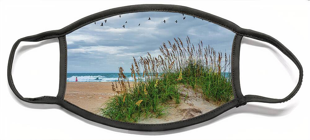 Beach Face Mask featuring the photograph Outer Banks A Stroll on the Beach by Dan Carmichael