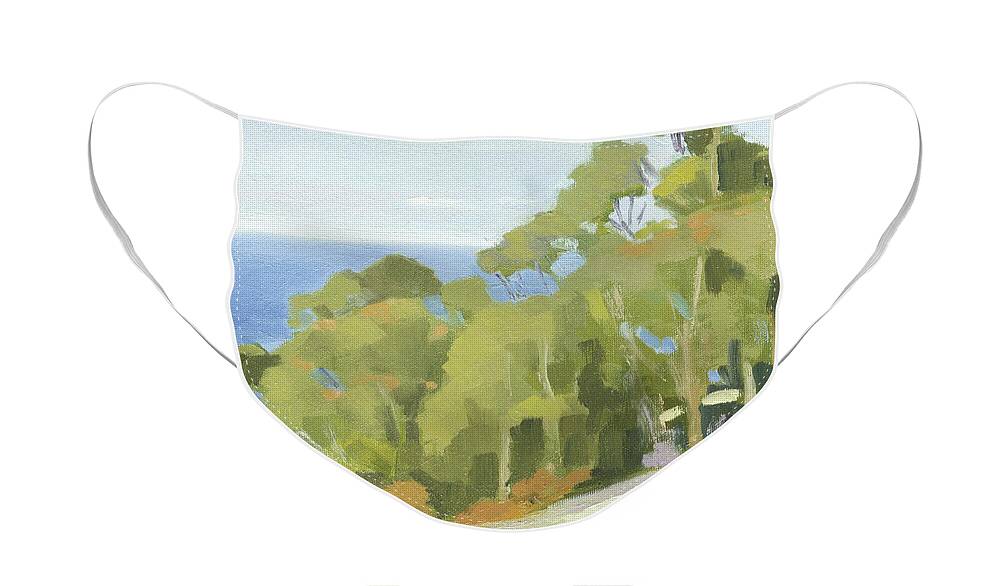 Eucalyptus Face Mask featuring the painting Overlooking the Pacific, La Jolla by Paul Strahm