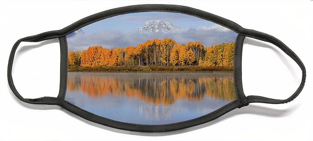 Oxbow Bend Face Mask featuring the photograph Oxbow Bend Pano by Wesley Aston