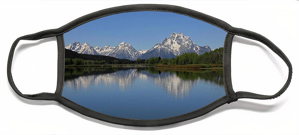 Oxbow Bend Face Mask featuring the photograph Grand Teton - Oxbow Bend - Snake River 2 by Richard Krebs
