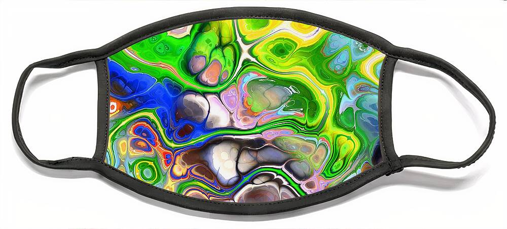 Colorful Face Mask featuring the digital art Paijo - Funky Artistic Colorful Abstract Marble Fluid Digital Art by Sambel Pedes