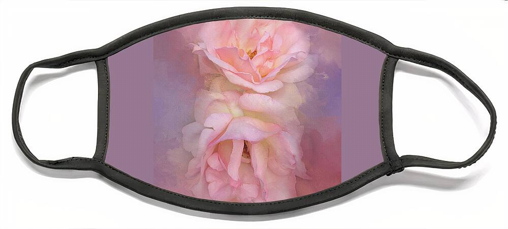 Floral Face Mask featuring the photograph Painted Pink Rose Dream by Theresa Tahara