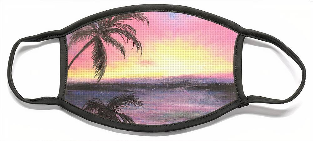 Palm Sunset Face Mask featuring the painting Palm Set by Jen Shearer