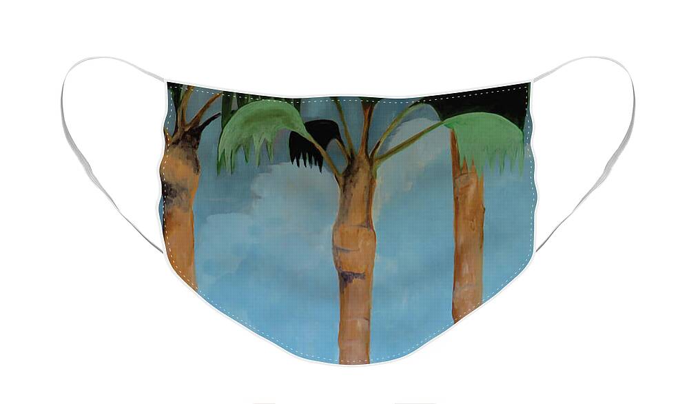 Palm Trees Face Mask featuring the painting Palm Trees Plus by Ted Clifton