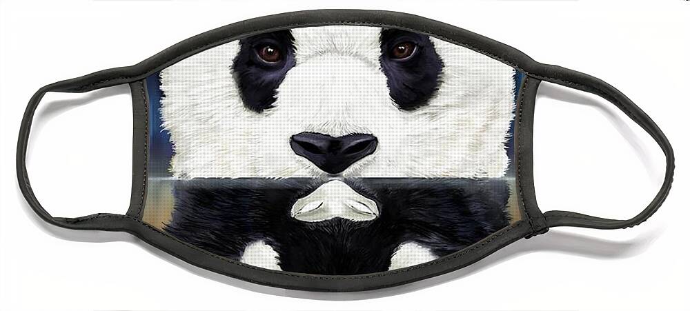 Panda Face Mask featuring the digital art Panda by Norman Klein