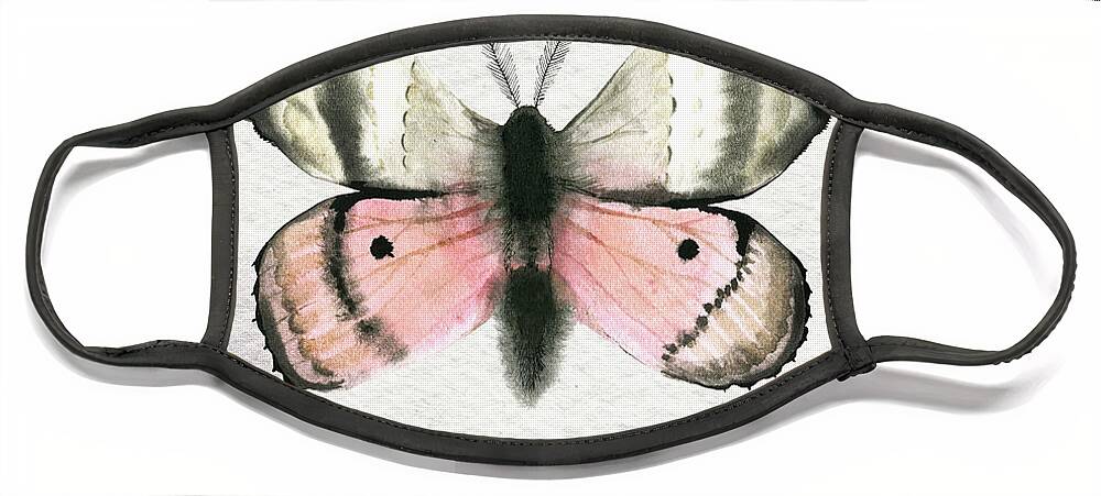 Pandora Moth Face Mask featuring the painting Pandora Moth by Garden Of Delights