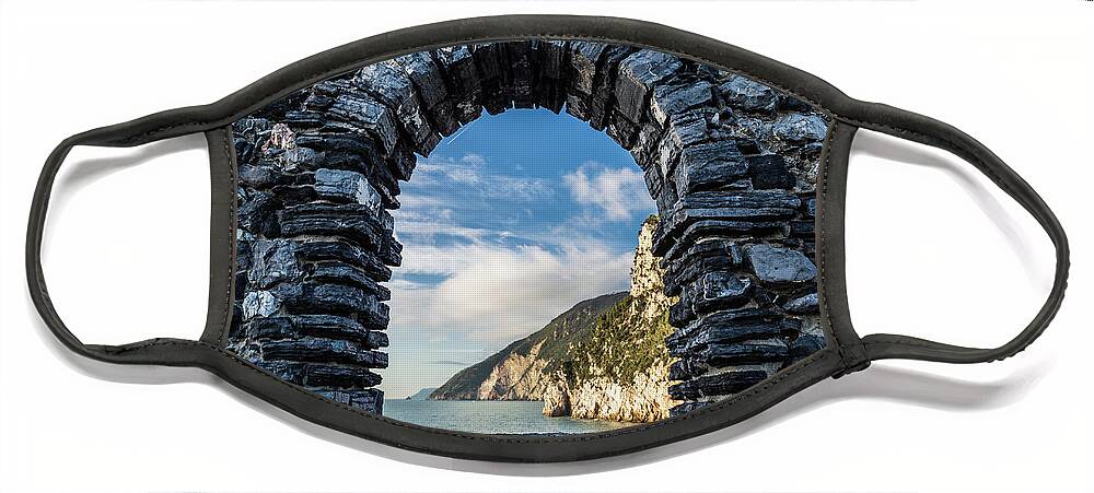 Window Face Mask featuring the photograph Panorama of Byron's Grotto in Porto Venere by Fabiano Di Paolo