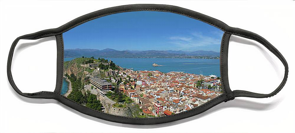 Nafplio Face Mask featuring the photograph Panorama of Nafplio in Spring by Sean Hannon