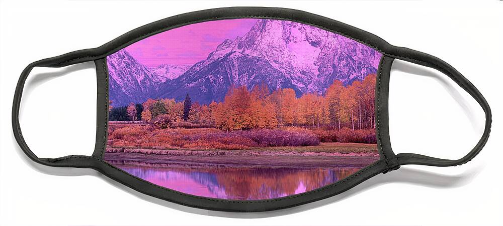 Dave Welling Face Mask featuring the photograph Panoramic Dawn Alpenglow Oxbow Bend Grand Tetons Natio by Dave Welling