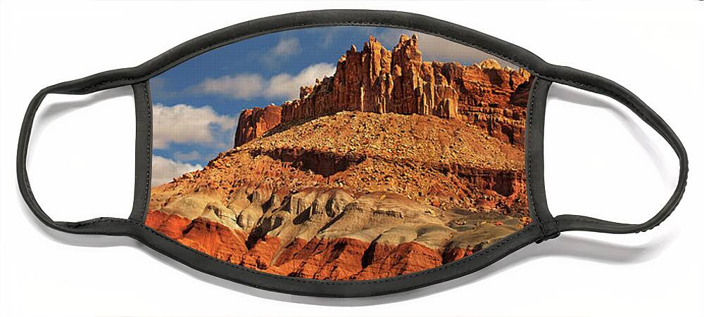 Dave Welling Face Mask featuring the photograph Panoramic The Castle Formation Capitol Reef National Park by Dave Welling
