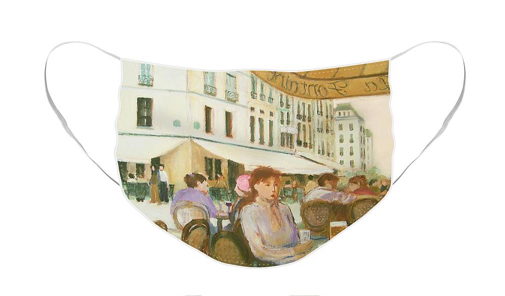 Cafe Face Mask featuring the painting Paris Cafe by J Reifsnyder