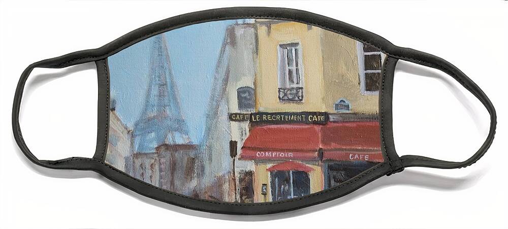 Walt Maes Face Mask featuring the painting Paris Cafe by Walt Maes