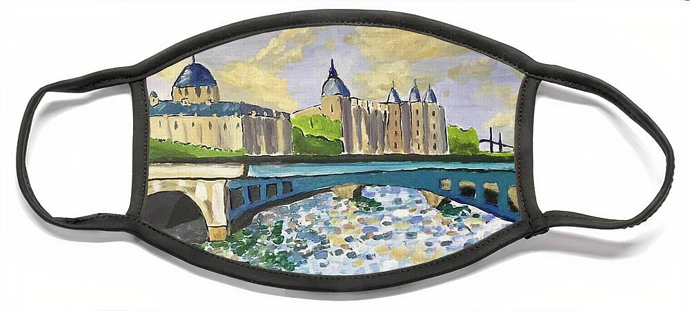 Face Mask featuring the painting Paris Twilight by John Macarthur