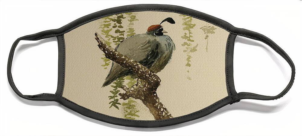 Bird Face Mask featuring the painting Partridge by Don Morgan
