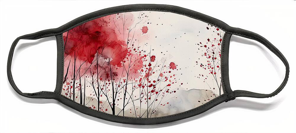 Red And Gray Face Mask featuring the digital art Passionate Red Art by Lourry Legarde