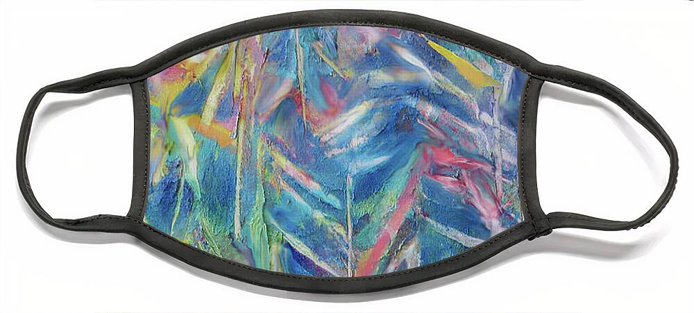 Cold Wax Expressionist Face Mask featuring the painting Pastel Abstract Evergreens by Jean Batzell Fitzgerald