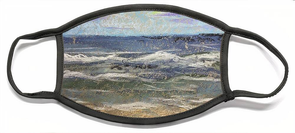 Beach Face Mask featuring the drawing Pastel Beach by Larry Whitler