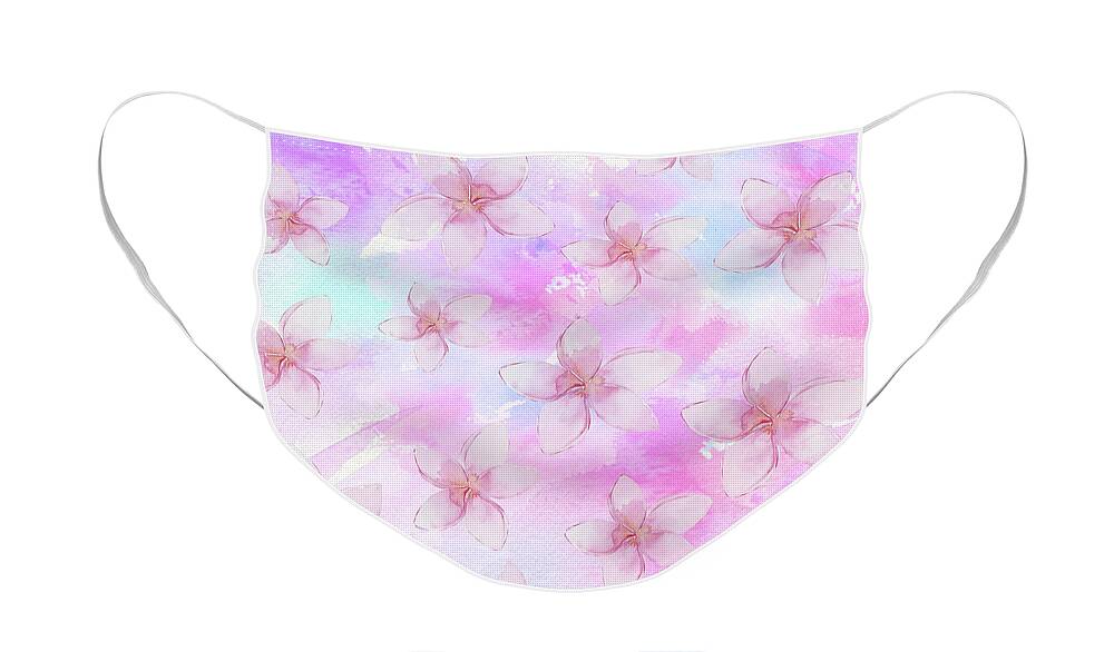 Flowers Face Mask featuring the digital art Pastel Plumerias by Sylvia Cook