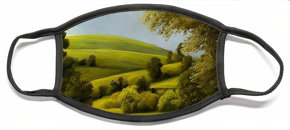 Summer Face Mask featuring the painting Pastoral Summer Scene by Bonnie Bruno