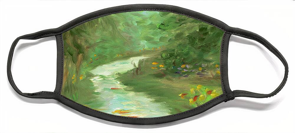 Path Face Mask featuring the painting Path to Serenity by Juliette Becker