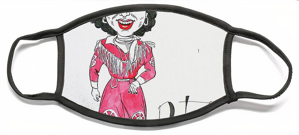  Face Mask featuring the drawing Patsy Cline by Phil Mckenney