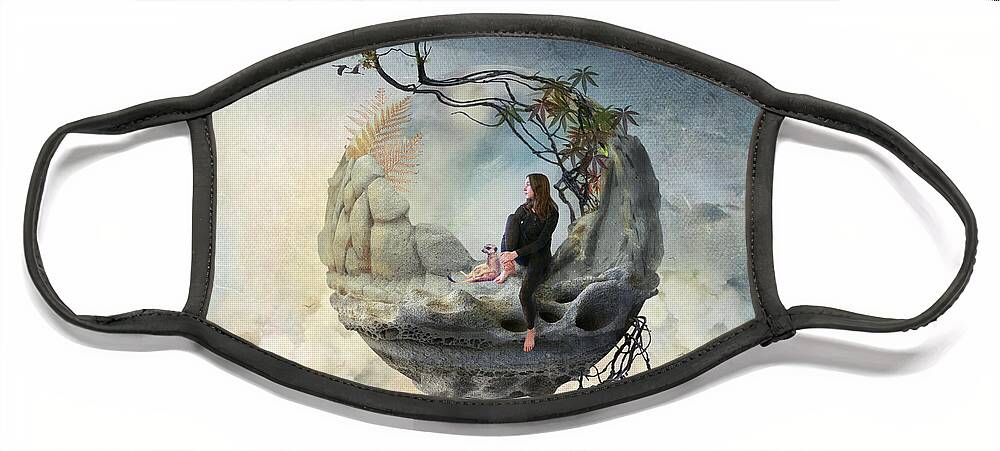 Fantasy Face Mask featuring the digital art Peace in the Gathering Storm by Merrilee Soberg
