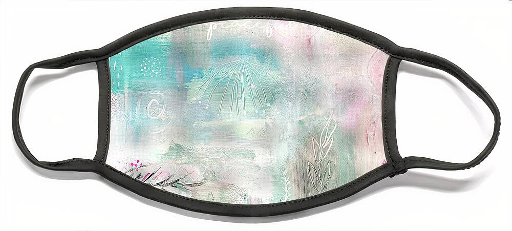 Peaceful And Calm Face Mask featuring the mixed media Peaceful and calm by Claudia Schoen
