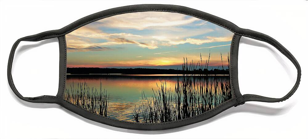 Lake Sunset Face Mask featuring the photograph Peaceful Sunset by Mary Walchuck
