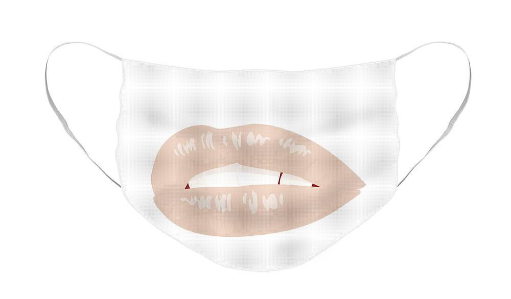 Lips Face Mask featuring the digital art Peachy Keen Lips II by Ink Well