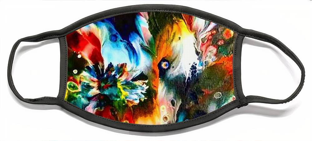 Peacock Face Mask featuring the painting Peacock by Anna Adams