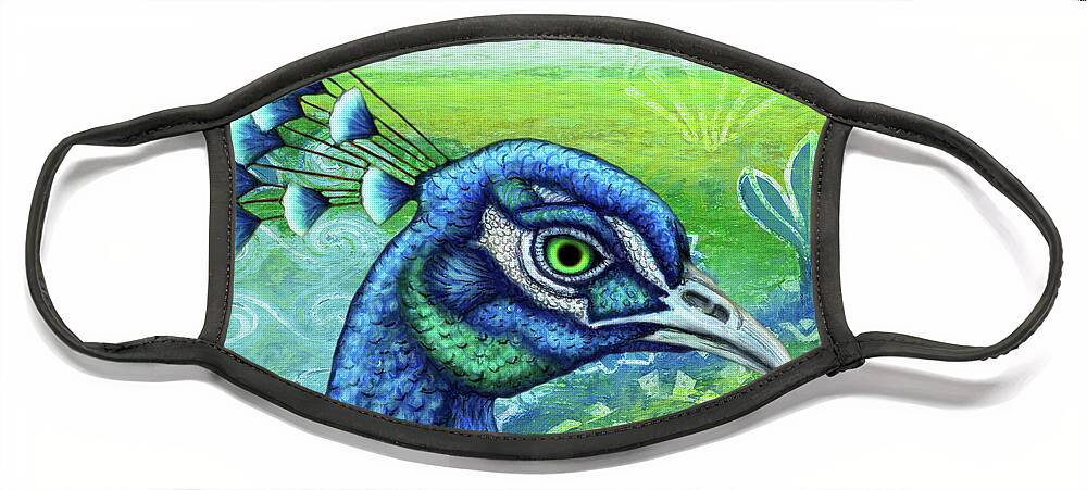 Peacock Face Mask featuring the painting Peacock In Paradise by Amy E Fraser
