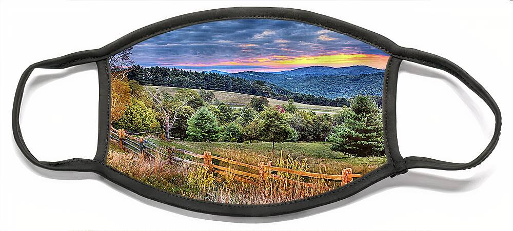 North Carolina Face Mask featuring the photograph Peeking at a Blue Ridge Sunrise by Dan Carmichael