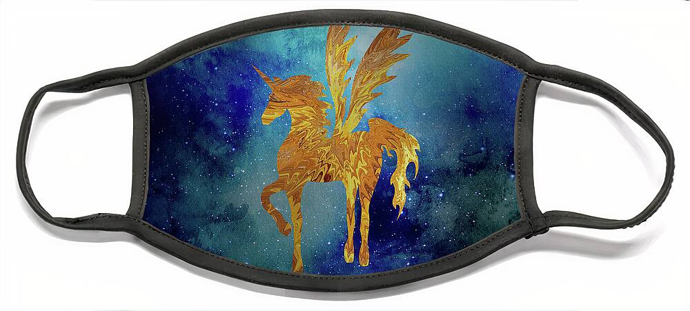 Pegasus Face Mask featuring the digital art Pegasus in Space by Sambel Pedes