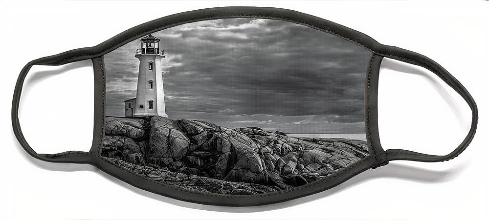 Lighthouse Face Mask featuring the photograph Peggy's Cove Lighthouse by Linda Villers