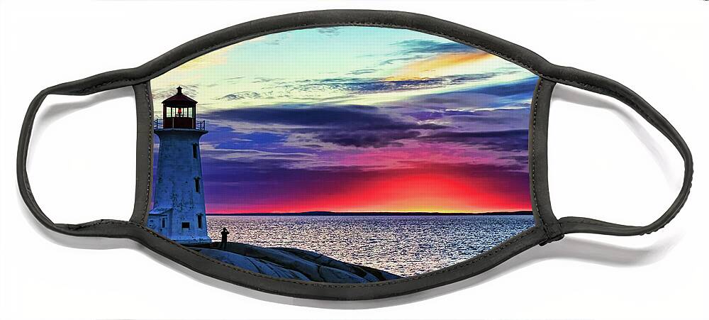 Peggy's Cove Face Mask featuring the photograph Peggy's Cove Lighthouse by Tatiana Travelways