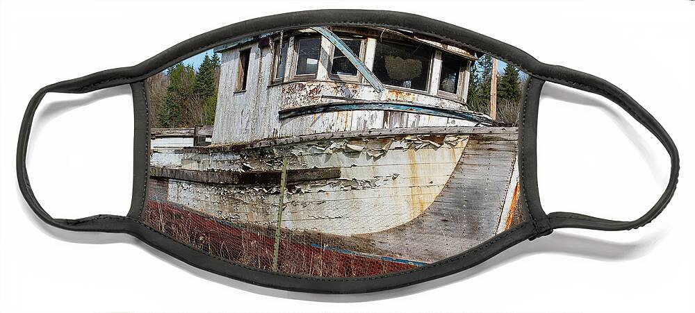 Abandoned Boat Face Mask featuring the photograph Peninsula abandoned relic by Cathy Anderson