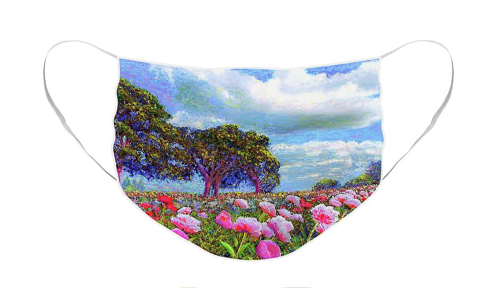 Floral Face Mask featuring the painting Peony Heaven by Jane Small