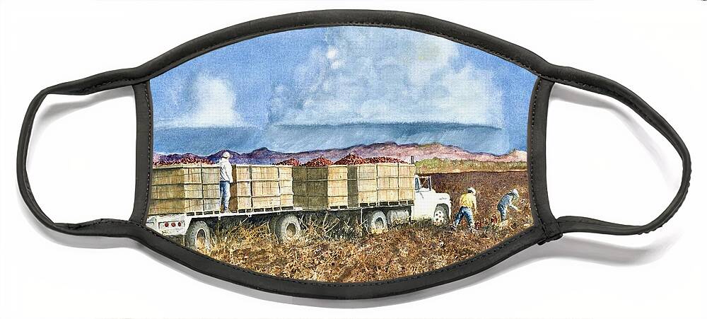 Peppers Face Mask featuring the painting Pepper Fields by John Glass