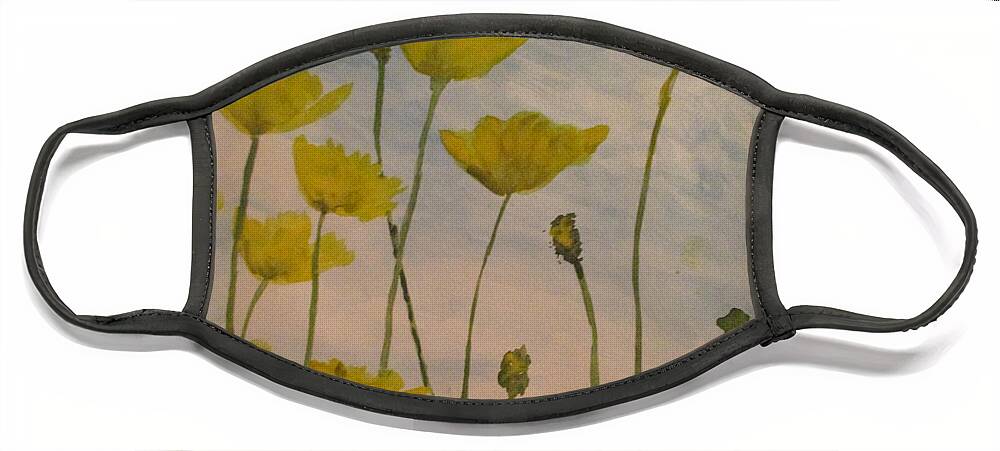 Wild Flowers Face Mask featuring the painting Petalled Yellow by Jen Shearer