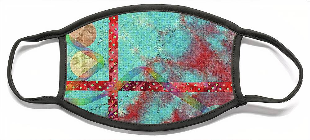 Wall Hanging Face Mask featuring the mixed media Phases by Vivian Aumond