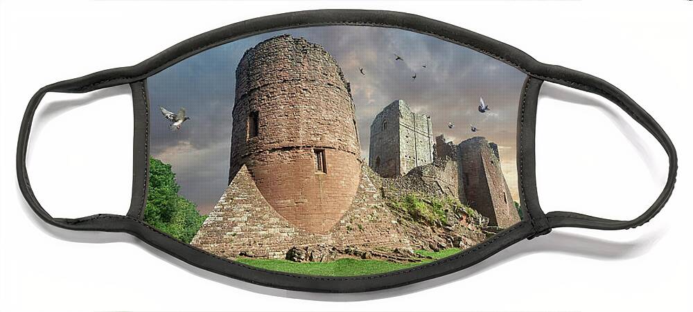 Goodrich Castle Face Mask featuring the photograph Photo of Goodrich Castle fortifications, England by Paul E Williams