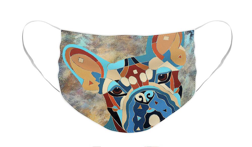 Black French Bull Dog Art Face Mask featuring the painting Pierre the French Bull Dog by Barbara Rush