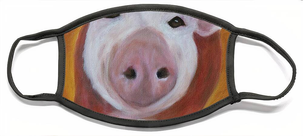 Art Face Mask featuring the painting Piglet Piccinni by Tammy Pool