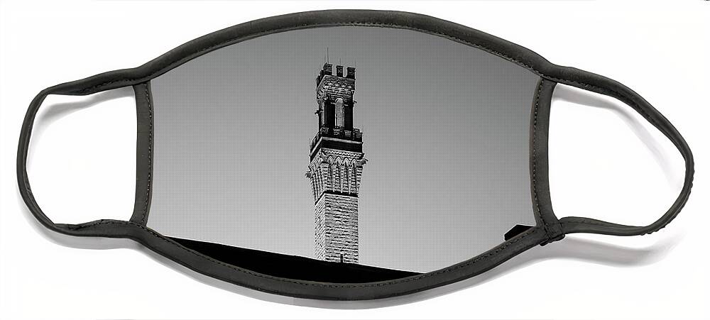 Cape Cod Face Mask featuring the photograph Pilgrim Monument III Provincetown MA BW by David Gordon