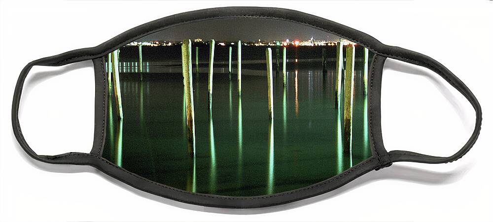 Harbor Face Mask featuring the photograph Pilings in Jamestown Harbor by Jim Feldman