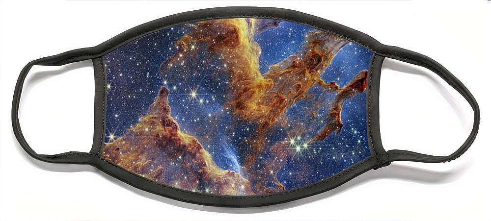 M16 Face Mask featuring the photograph Pillars of Creation, JWST image by Science Photo Library
