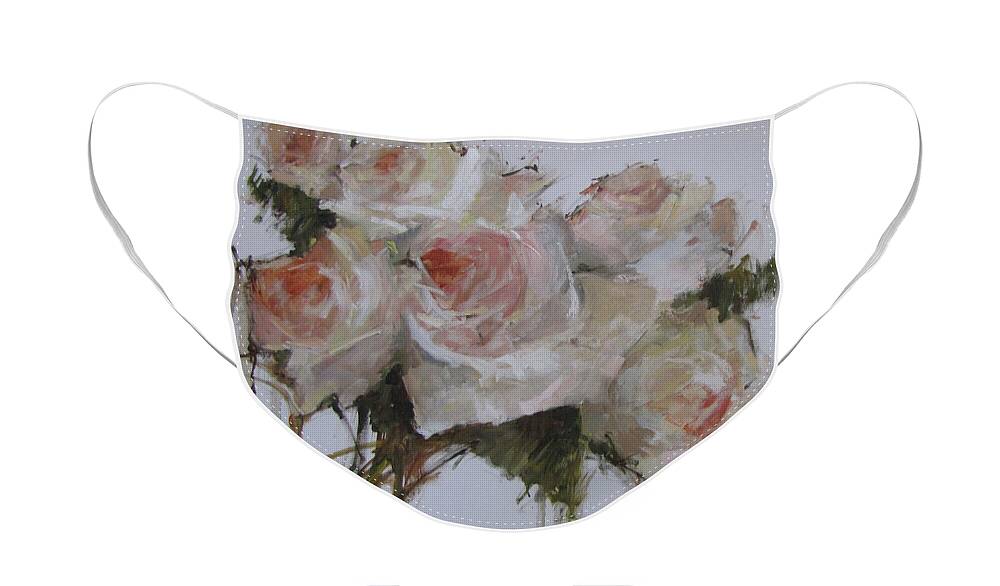 Pink Roses Face Mask featuring the painting Pink Bouquet by Barbara Davis